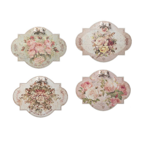 The art of Nacchi MDF picture with flowers and Shabby Chic bow 4 variants (1pc)
