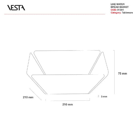 Vesta Cestino portapane in Cristallo acrilico marrone satinato "Like Water" 21x21xH7,5 cm