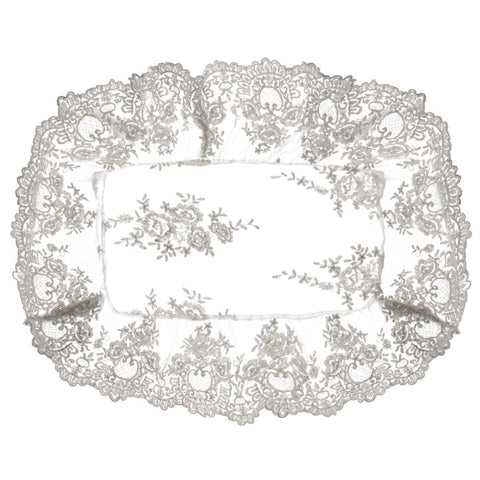 Blanc Mariclò Lot de 2 sets de table en dentelle grise "Dentelle" Shabby Chic 36x45 cm