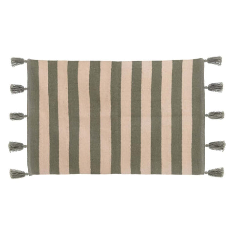 Blanc Mariclò Tappeto arredo a righe in cotone bianco/verde "Righe di Sole" 60x90 cm