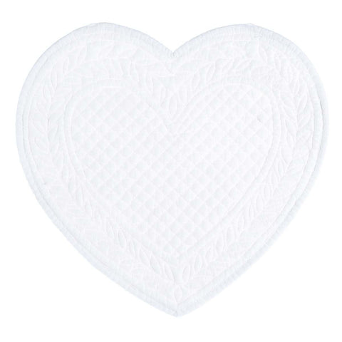 Blanc Mariclò Lot de 2 sets de table en coton en forme de cœur, 42x42 cm