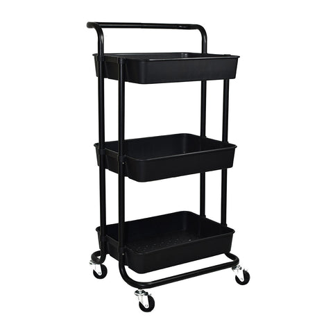Estia Home Carrello Portaoggetti da cucina, 3 ripiani in metallo nero 43x35xH86 cm