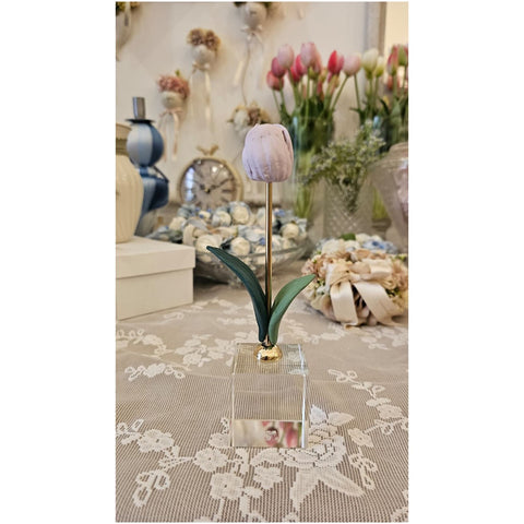 Chiaraela Pianta Tulipano Decorativa su cubo "Giardino" 5x5xH18 cm 12 varianti(1 unità)