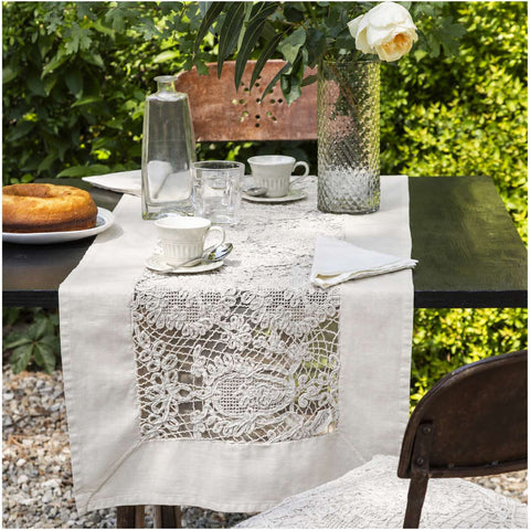 Chez Moi Runner in lino e pizzo "Ortigia" 50x150 cm 2 varianti(1 unità)