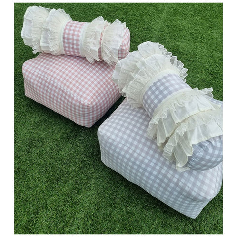 L'Atelier 17 Candy cushion with tulle frill "Carina" Shabby Chic 15x40 cm 2 variants (1pc)
