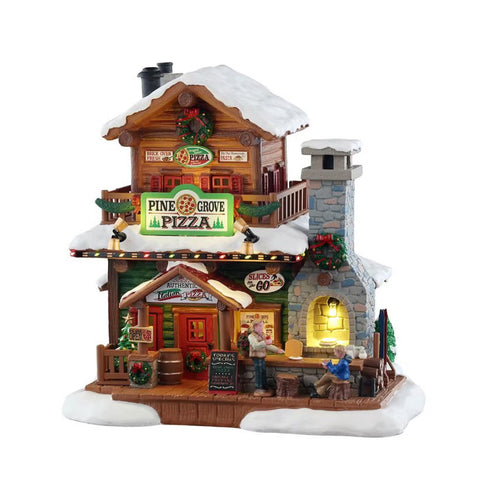 Bâtiment lumineux LEMAX Pizzeria « Pine Grove Pizza » H20,5 x 21 x 15 cm