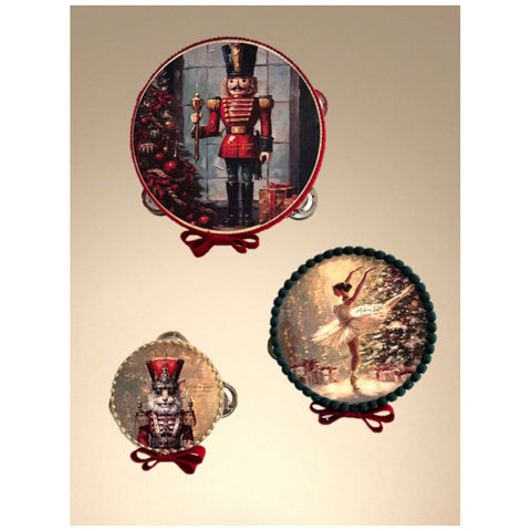 Madame Fioccò Lot de 3 Tambours de Noël "La Nuit Enchantée" D10/13/18 cm