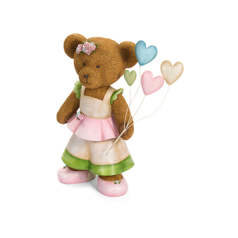 Nuvole di Stoffa Statuina Orsa in resina con cuori "Sweet Bear" 32x21xH60 cm