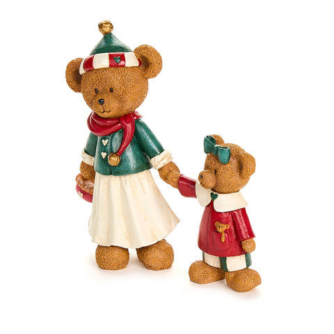 Cloth Clouds Bear Statue Mother and Daughter "Bear Wonderland" 19x17xH21.50 cm