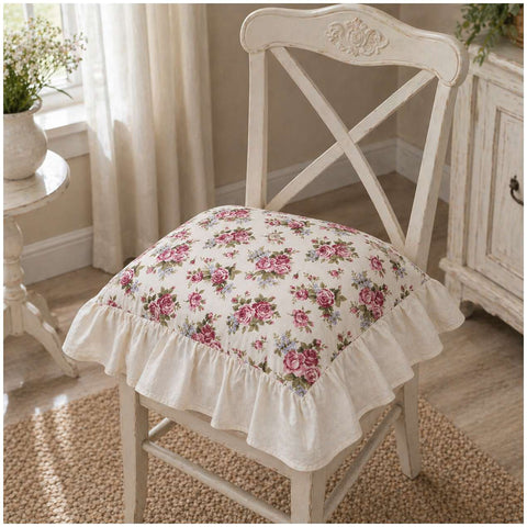 Clodette Set 2 cuscini sedia in cotone con volant "Annette" 40x40 cm