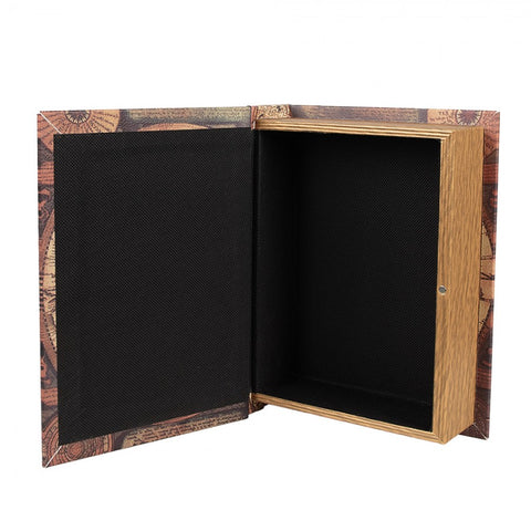 Clayre & Eef Set 3 Scatole Libri contenitori in legno Mappamondo 27x22x7 /22x17x6 / 17x12x4 cm