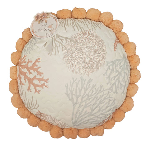 L'Atelier 17 Round cushion with marine style pom poms "Ariel" D45 cm
