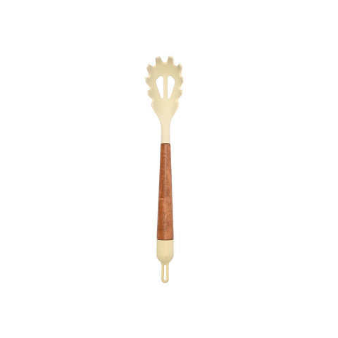 Estia Home Servispaghetti da cucina in silicone crema e legno "Allure" 33x6x4 cm