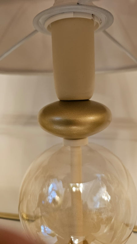 Brulamp Lampada da tavolo in legno + paralume tortora E14 D12.5xH40 cm