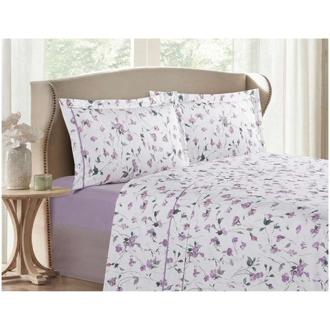 Art Deco Completo letto lenzuola matrimoniale in cotone + 2 federe "Armonia Primula"
