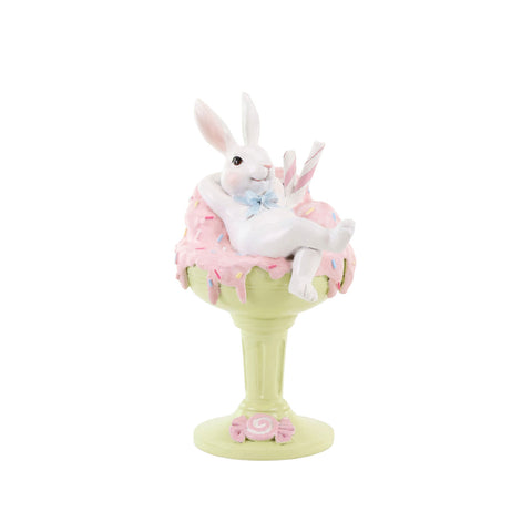 GOODWILL Statuina Coniglio di pasqua in resina su gelato 21 cm 2 varianti(1 unità)
