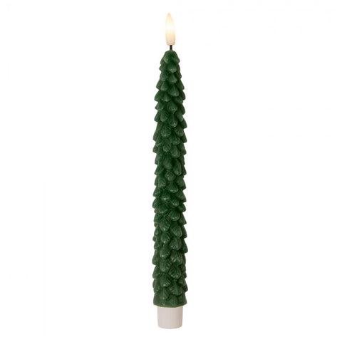 Clayre & Eef Set 2 candele LED Albero di Natale in plastica verde D3 H25 cm