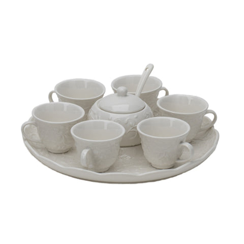 Hervit Tray with 6 coffee cups and sugar bowl "Romance" D26 cm