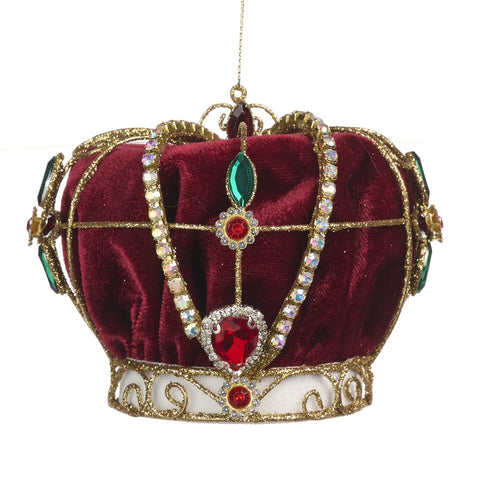 GOODWILL Corona in velluto rosso con gioielli glitterati 11.5 cm