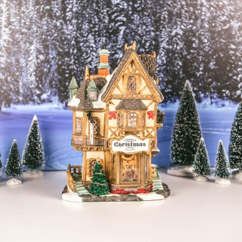 LEMAX LED illuminated building "Tannenbaum Christmas Shoppe" in porcelain H20.6 x 14.5 x 9 cm