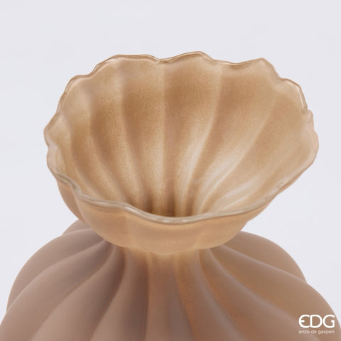 Edg Enzo de Gasperi Vaso Flow Sinuoso in vetro opaco marrone D19.5xH30.5 cm - Angelica Home Stabia