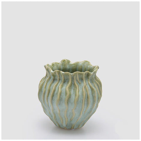 EDG Vaso porta fiori in ceramica verde salvia "Freaky" D16.5xH16 cm
