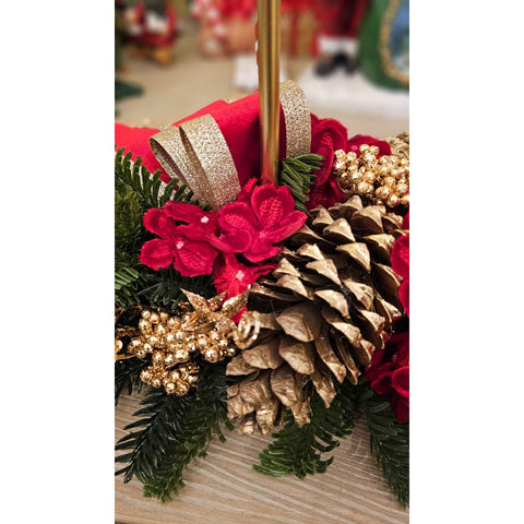 Bougeoir de Noël artisanal 4 lumières Lena's Flowers L110xH23 cm