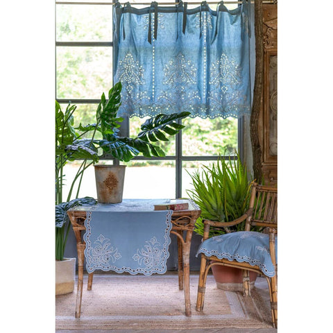 Blanc Mariclò Mantovana in misto cotone e lino azzurro "Brezza di SanGallo" 90x140 cm