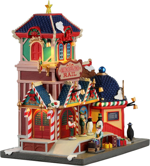 LEMAX Edificio illuminato "Wonderland Rail" in resina H24.5x22x15 cm
