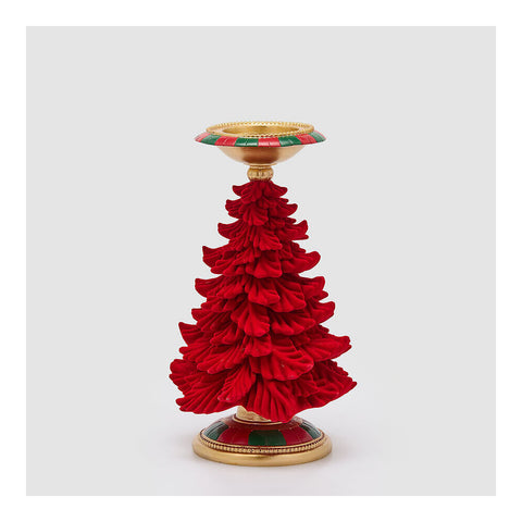 EDG Portacandela di natale albero vellutato rosso Ø19 H36 cm