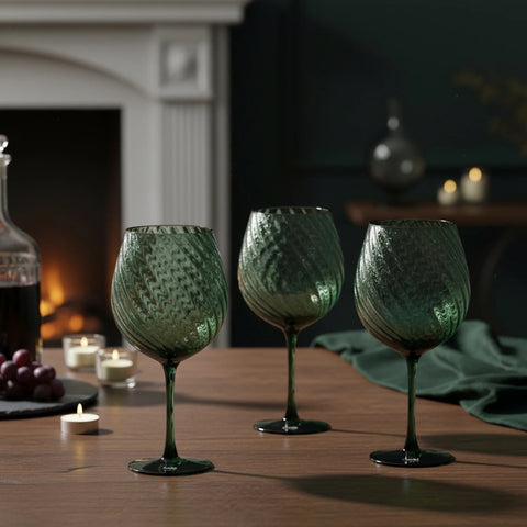 Fade Set 6 Calici da vino in vetro verde "Braies" 500 ml