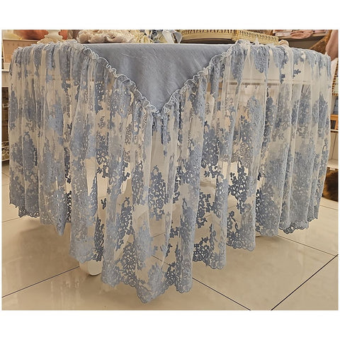 Chez Moi Linen tablecloth sugar paper with lace ribbon "Renaissance" 230x230 cm
