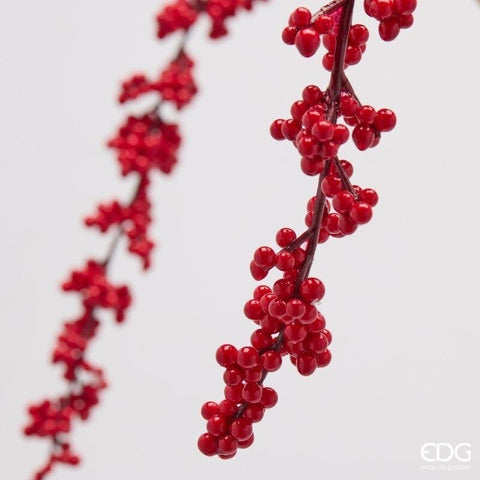 EDG Ramo natalizio decorativo con bacche rosse "Ilex cadente" H150 cm