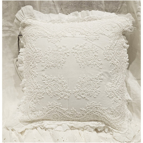 Chez Moi Housse de coussin avec dentelle, Made in Italy "Luxury Corinthian Romantique" 50x50 cm