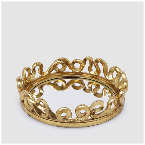 Plateau miroir décoratif doré EDG Enzo De Gasperi D26xH6 cm