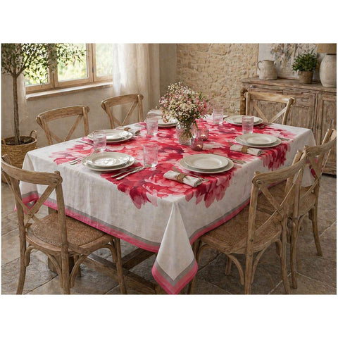 Clodette Tovaglia 6 posti in cotone con Peonie "Bloom" 140x220 cm