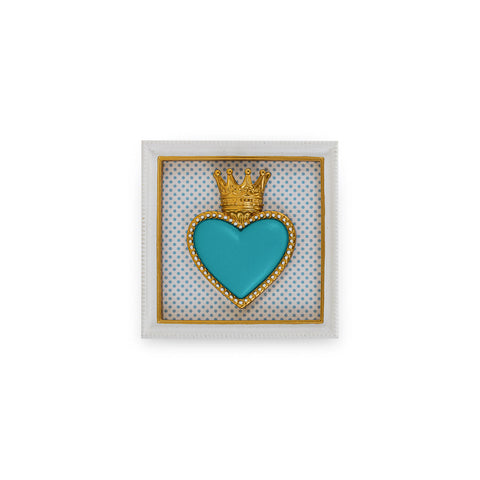 Henriette Quadro decorativo cornice cuore azzurro e corona da appendere "Ton Coeur" 12.5x12.5 cm - Angelica Home Stabia