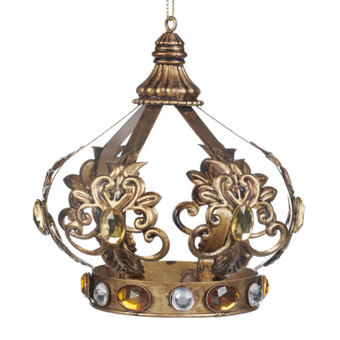 GOODWILL Corona in metallo oro con gioielli 10.5 cm