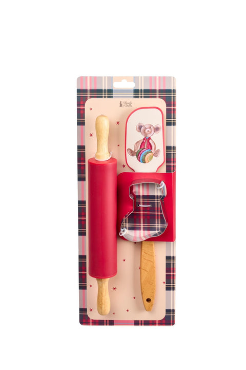 Nuvole di Stoffa Set Spatola + stampino + mattarello di natale set 3pz cucina