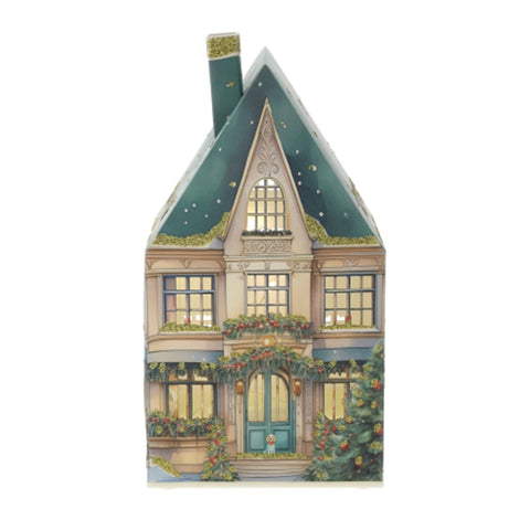 Lampe LED Hervit Maison de Noël en papier « Cottage » 11x11xH20 cm