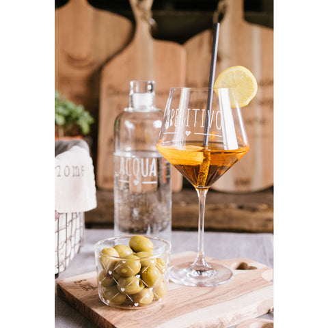 Nuvole di Stoffa Set of 2 glass wine glasses with dedication "Aperitif" 770 ml