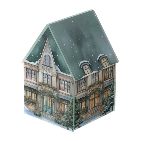Pot à bougie de Noël en verre Hervit « Cottage » D9 x H13 cm