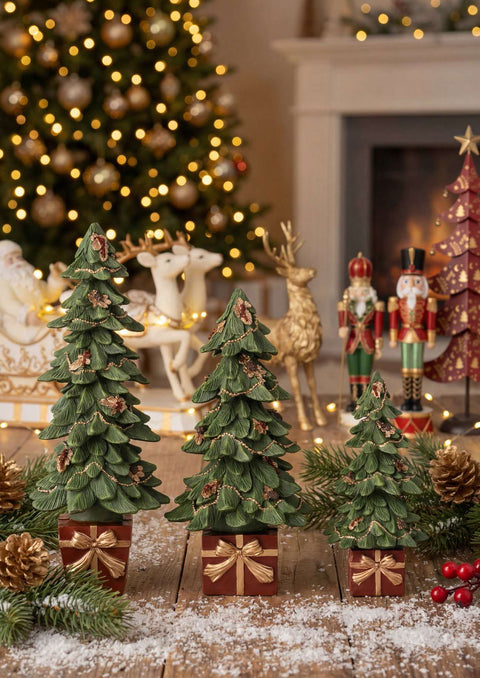 L'arte di Nacchi Albero di natale grande in resina con decori D13xH32 cm