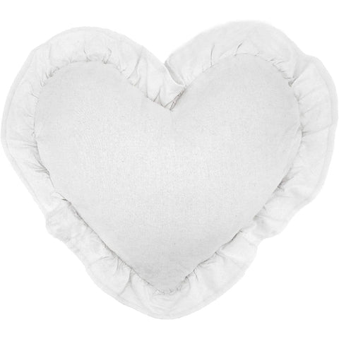 L'ATELIER 17 Cuscino arredo decorativo a forma di cuore con balza in puro cotone, Collezione: "Essentiel" Shabby Chic 50x55 cm 4 varianti