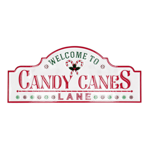 Décoration murale de Noël en métal Timstor « Bienvenue chez Candy Canes » 61 x 1,5 x H 26 cm