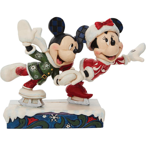 Figurine de Noël Enesco Mickey et Minnie avec patins "Jim Shore" 12,5x7,5x18cm