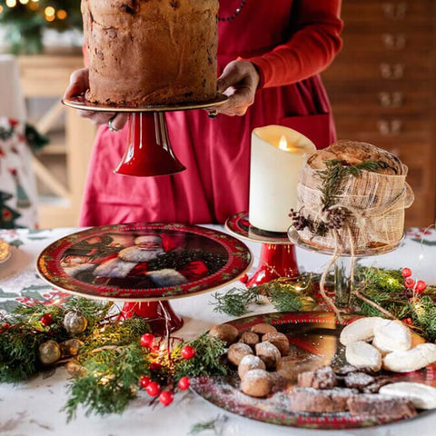 Présentoir à gâteaux de Noël Blanc Mariclò "Placer une soirée pour le dîner" D29xH10 cm