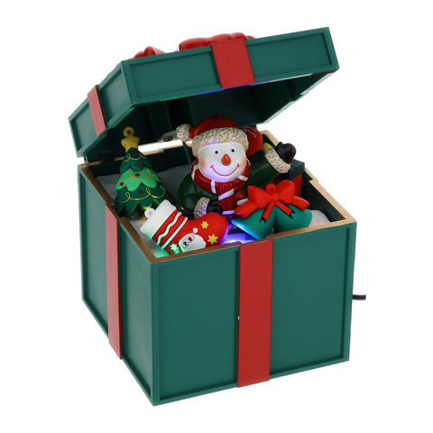 Hervit Christmas carillon gift box Snowman with music and LED 12x13xH14 cm