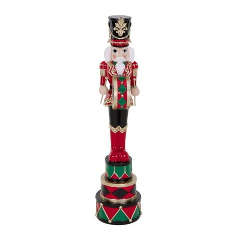 GOODWILL Statuina Soldato Schiaccianoci di natale in resina su tamburi H45.5 cm