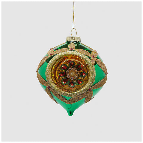 EDG - Enzo De Gasperi Trottola in vetro verde con gioielli D10.5 cm